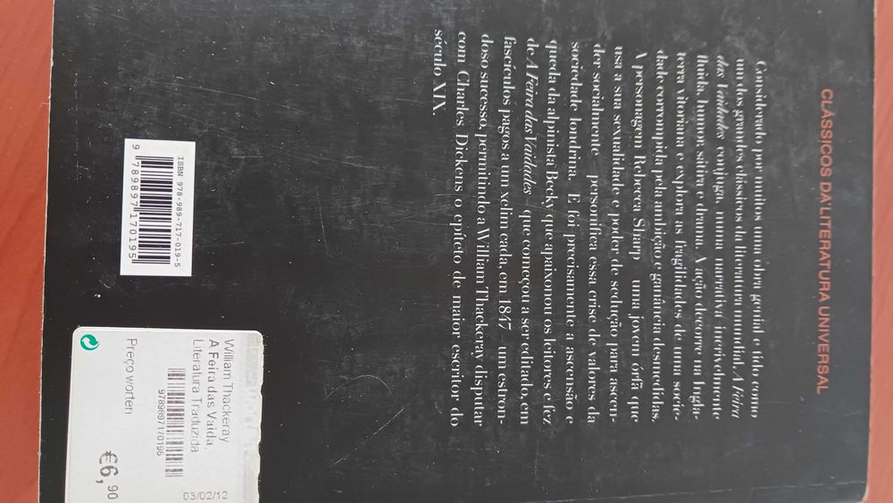 Livro: A Feira das Vaidades, de William Thackeray