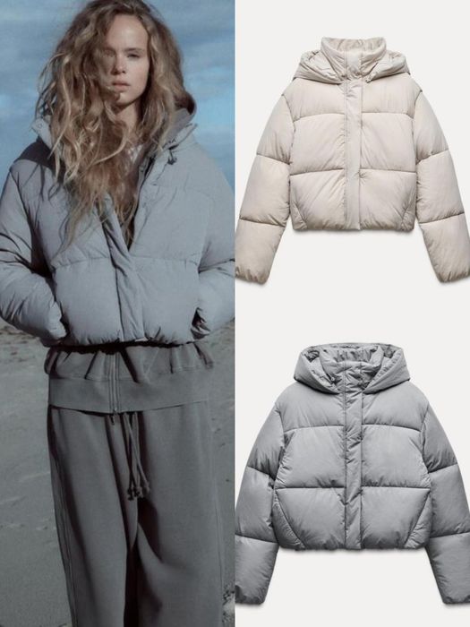 Куртка пуффер zara сіра тепла