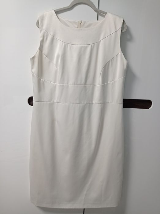 Sukienka elegancka beż ecru wesele impreza 46 48 3xl 4xl na ramiączka