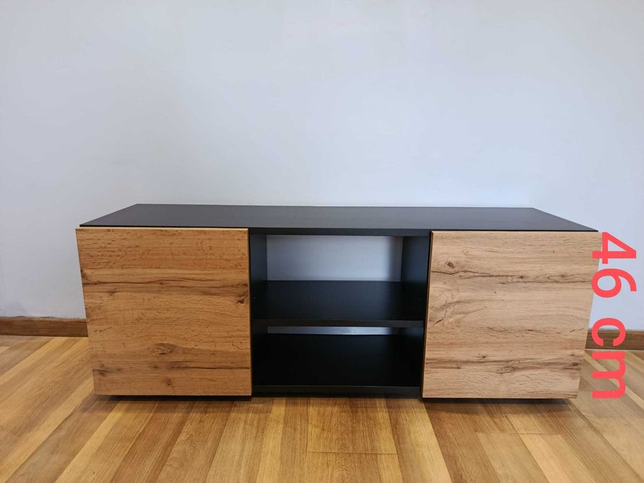 Szafka RTV. Stolik kawowy LOFT. Dąb wotan, czarny