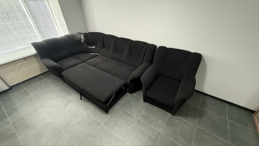 Диван з кріслом, диван розкладний, диван чорний, диван кровать