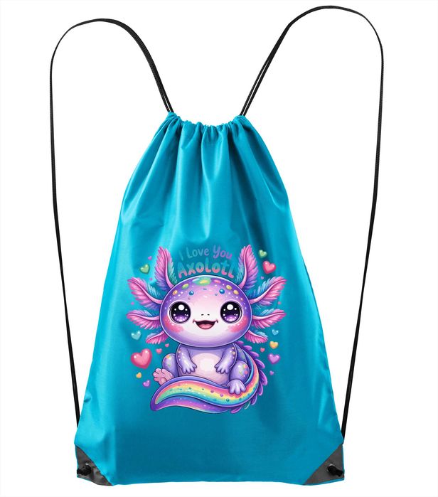 worek plecak do przedszkola szkoły na buty kapcie, kolorowy aksolotl