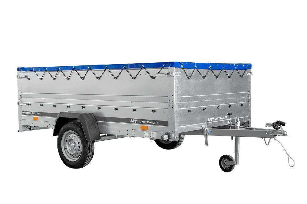 Przyczepka samochodowa 264x150 z resorami, burtami i plandeką H-0