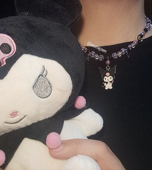 Hello Kitty Kuromi Sanrio Naszyjnik Fioletowy Alternative Aesthetic