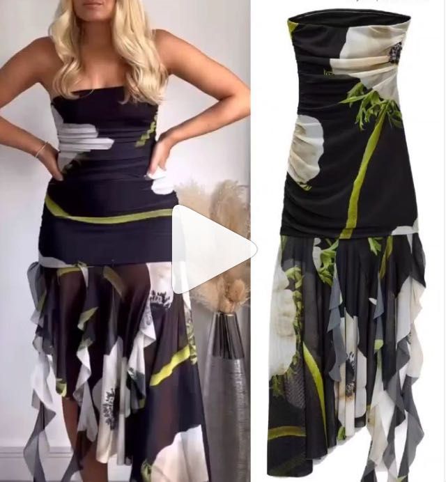 Zara asymetryczna sukienka w kwiaty NOWA rozmiar M