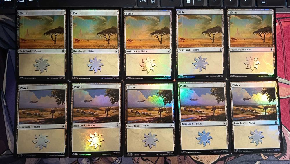 Magic MTG Marvel Super Heroes 100 Basic Lands Full Set