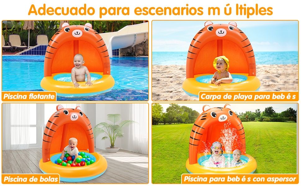 Piscina insuflável flutuador bebé com repuxo proteção sol ENVIO GRÁTIS