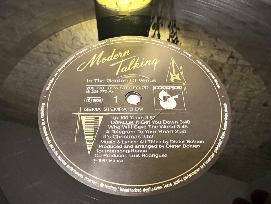 Modern Talking 6th winyl LP In the Garden of Venus Hansa 1987