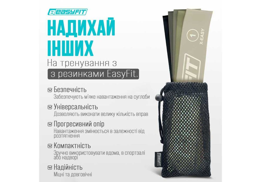 Резинки для фітнесу EasyFit MonoBand набір 5 шт