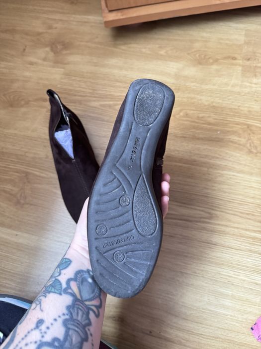 Skórzane brązowe botki Hassia rozmiar 5 - 38