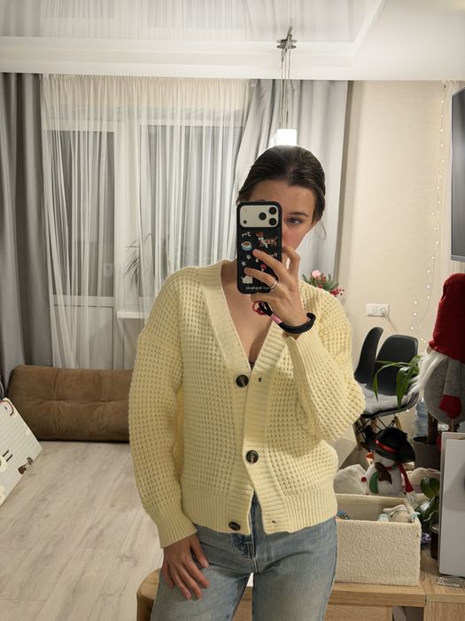 Молочний теплий вʼязаний  кардиган