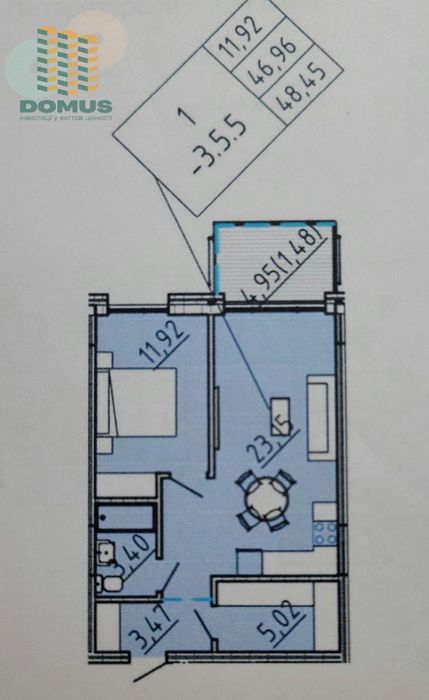 1-комнатная квартира по адресу Фонтанская дор. (площадь 48 м²) - Atlanta.ua - фото 3