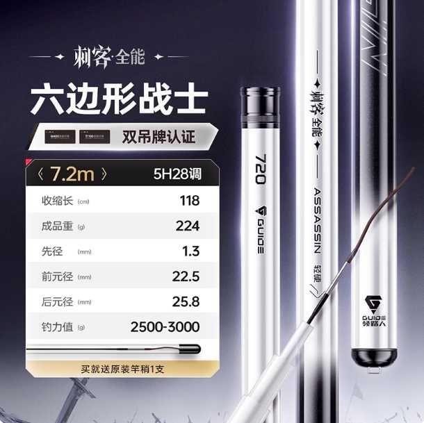 Якісні вудки Херабуна фірми Guide 5,4; 6,3 та 7,2м та Best 5,4 і 6,3м.