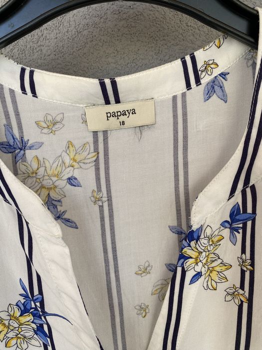 Wiskozowa bluzka koszula w paski kwiaty 18 xxxl