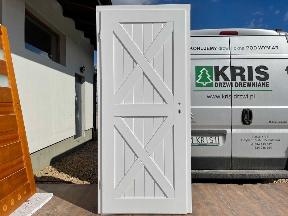 Drzwi drewniane dwuskrzydłowe białe CAŁA POLSKA NA WYMIAR