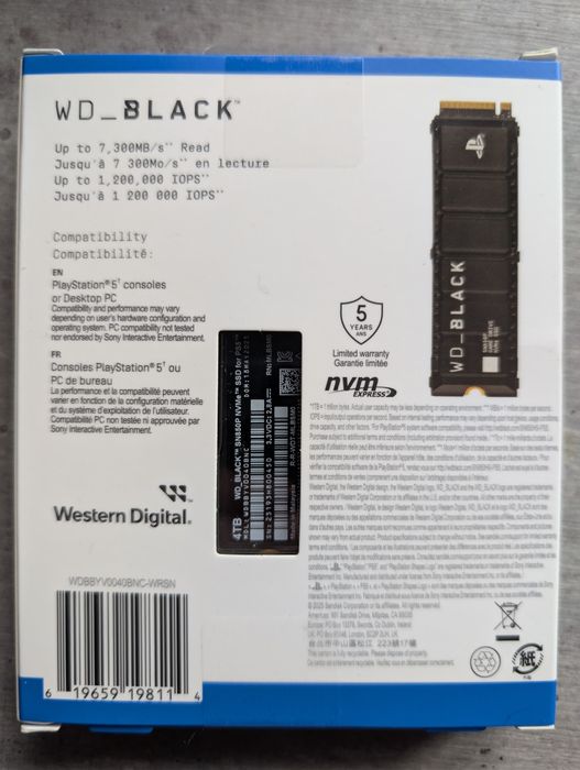 [novo] SSD NVMe WD Black 850p 4tb ps5