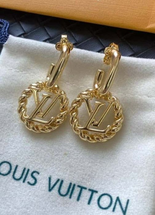 Przepiękne, pozłacane 14K kolczyki lv Cudo c ysl