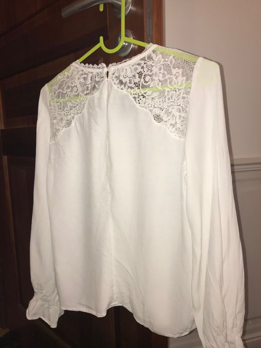 Elegancka biała falbany koronka bluzka Gerry Weber Taifun
