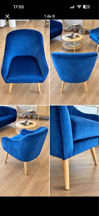 Poltrona veludo azul