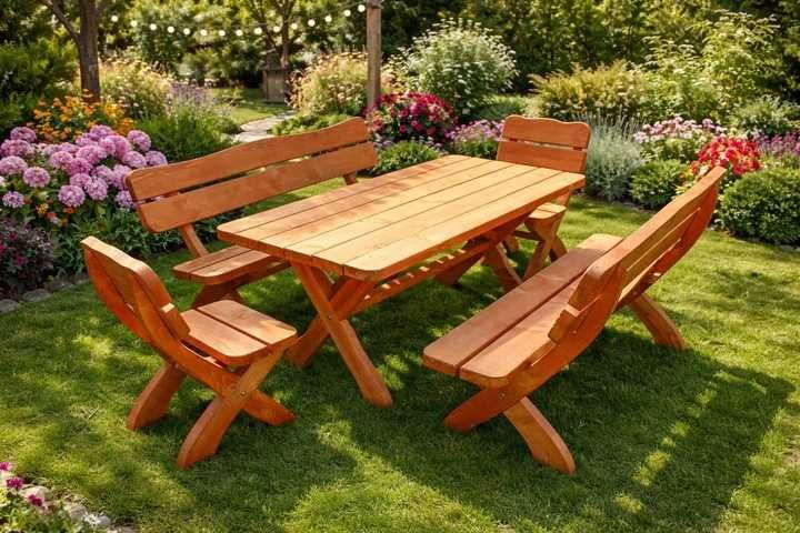 Komplet mebli ogrodowych 160 cm Lite drewno Masywny zestaw Producent