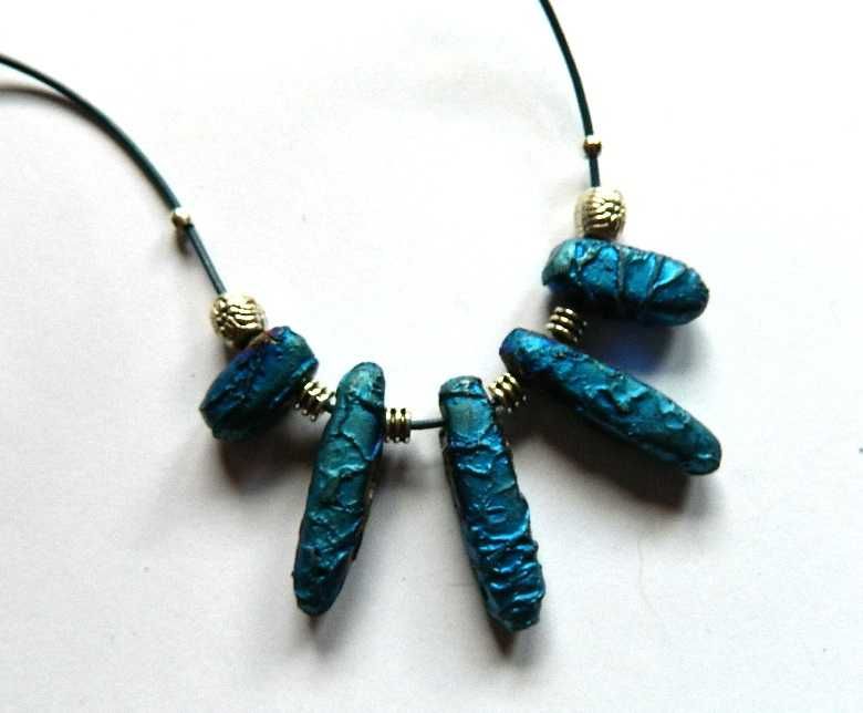 Niebieski kwarc aura, oryginalny naszyjnik