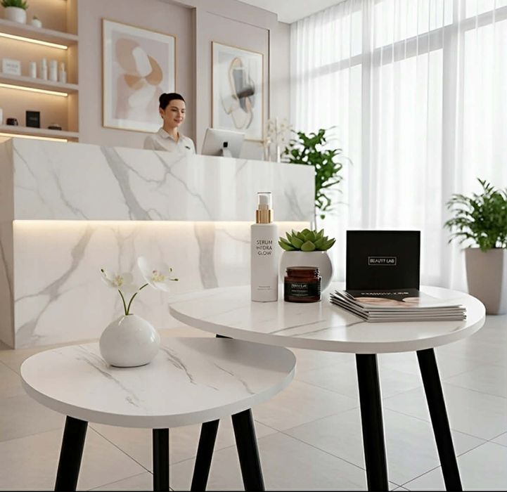 2x Stolik Kawowy Nowoczesny Stół Marmurowy Loft do Pokoju do Salonu