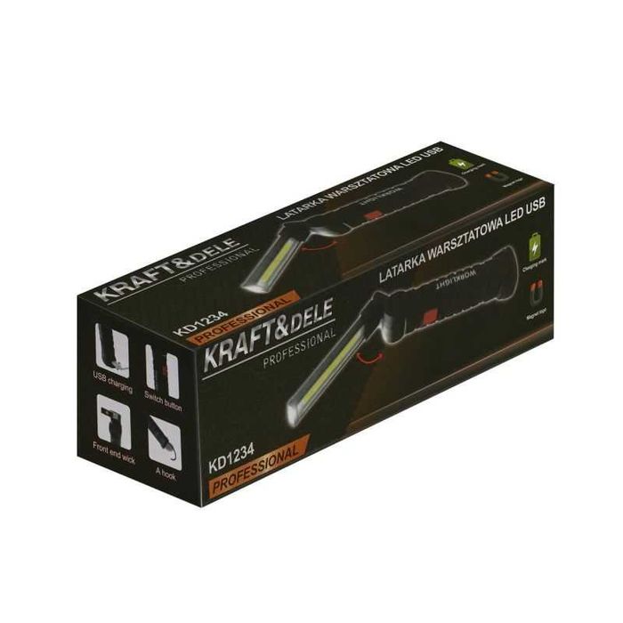 LAMPKA WARSZTATOWA latarka z magnesem USB 5w1 LED KD1234