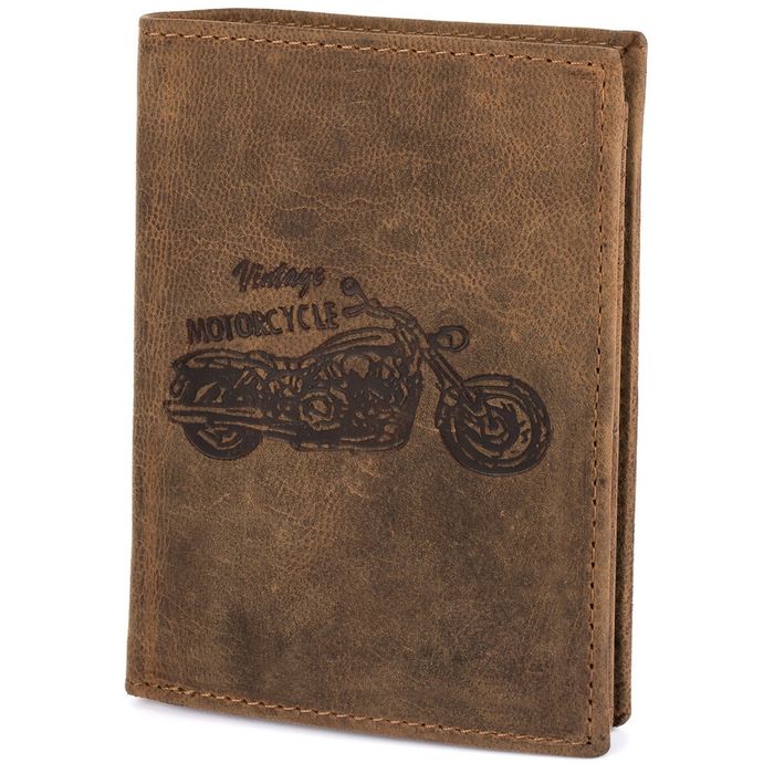 Portfel skórzany męski brązowy nubuk skóra Harley RFiD motocykl nowy