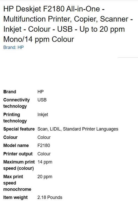 Impressora HP Deskjet F2180 All-in-One