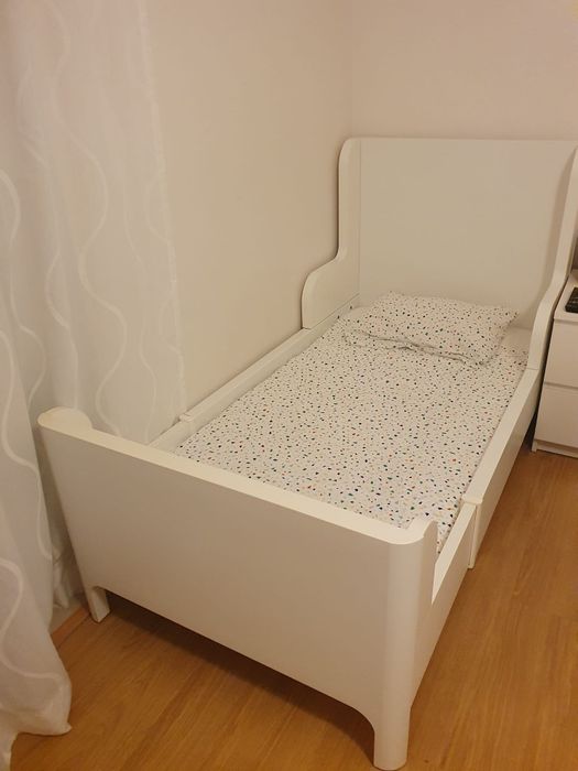Cama Infantil Extensível [BUSUNGE]+ Colchão+ Mesa Cabeceira