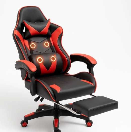 Крісло геймерське Gamery професійне з массажером та підставкою для ніг Офісне крісло