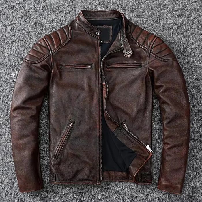 Jaqueta Motociclista Masculina Couro