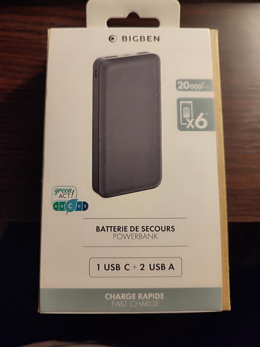 Powerbank BIGBEN 20 000 mAh – Fast Charge – USB-C + 2× USB-A