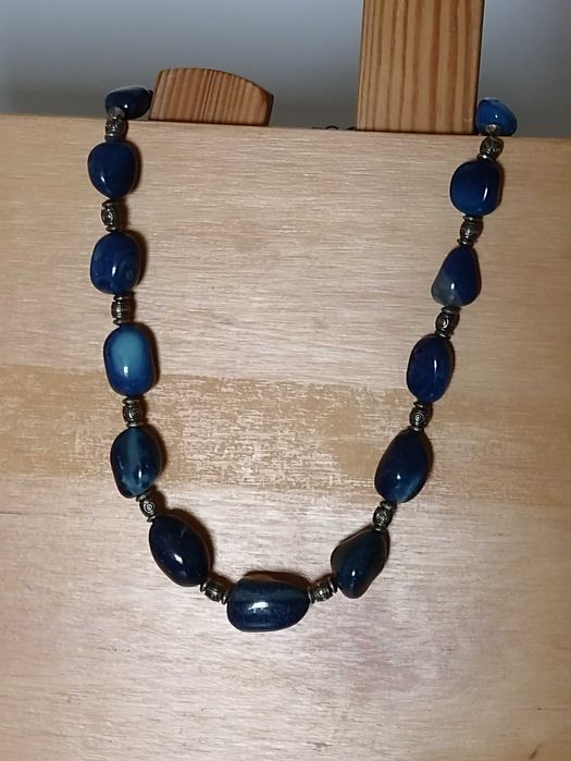 Komplet granat korale agat + kolczyki lapis lazuli
