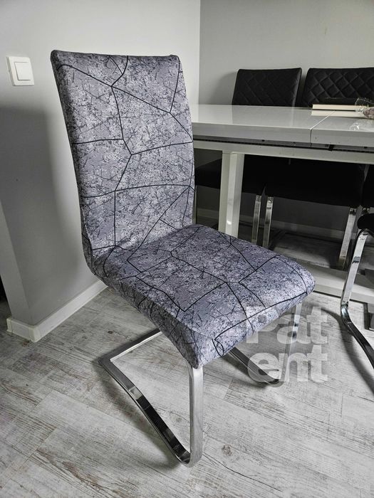 Pokrowce na krzesła elastyczne 6 sztuk wzór szary