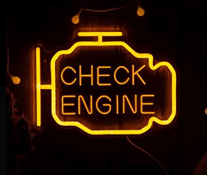 Neon PLEXI LED CHECK ENGINE Ozdoba Na Ścianę Pomarańczowy