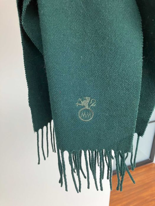 Zielony wełniany szal vintage butelkowa zieleń MM 1833