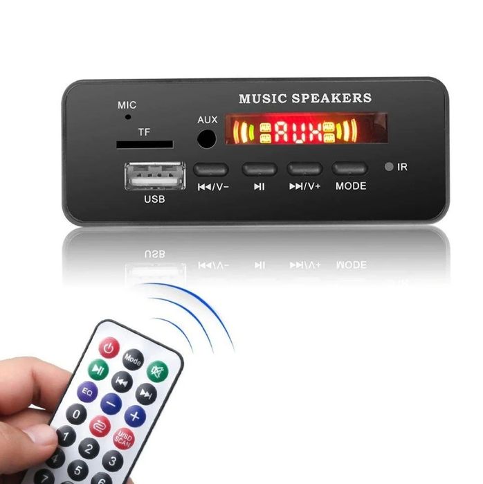 Mp3 модуль з bluetooth 5.0 і мікрофоном, FM радіо, USB, microSD, 5-14V