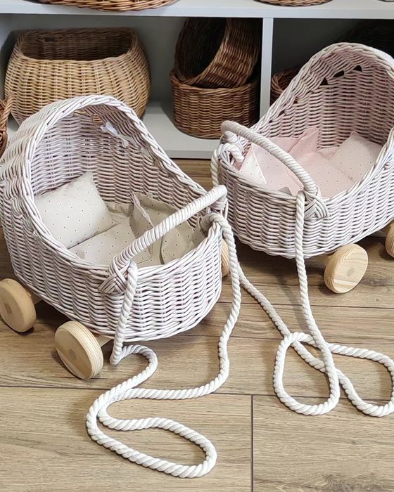 Плетений візок, коляска, ліжко для ляльки, колисочка, люлька,подарунок