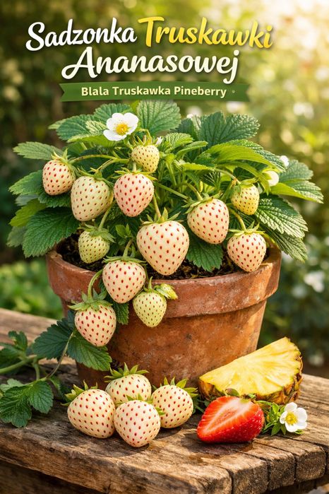 Sadzonki Truskawki Ananasowej Biała Truskawka  Pineberry 5szt