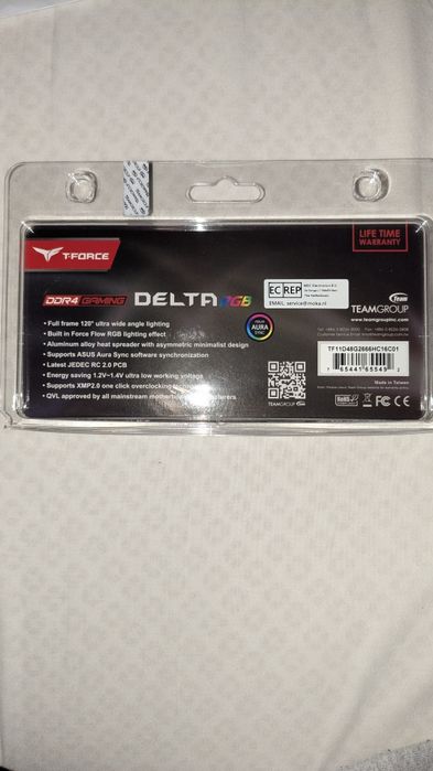 Memória RAM TeamGroup T-Force Delta RGB 8GB DDR4 2666MHz (Nova/Selada)