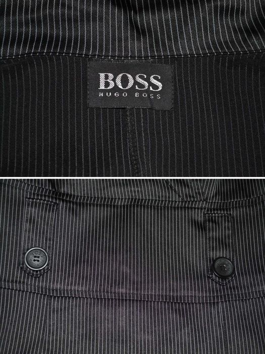 Черное платье миди  в полоску Hugo Boss