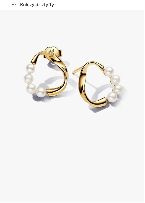 Kolczyki sztyfty o organicznym kształcie z perłami hodowlanymi