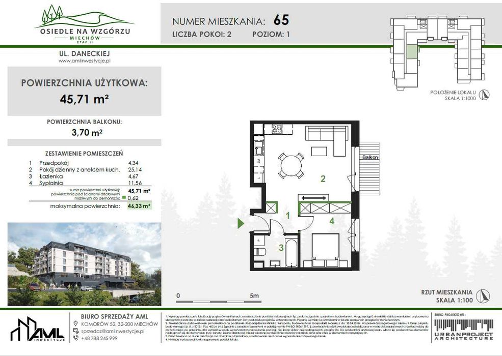 Mieszkanie 45,71 m² Osiedle Na Wzgórzu Miechów