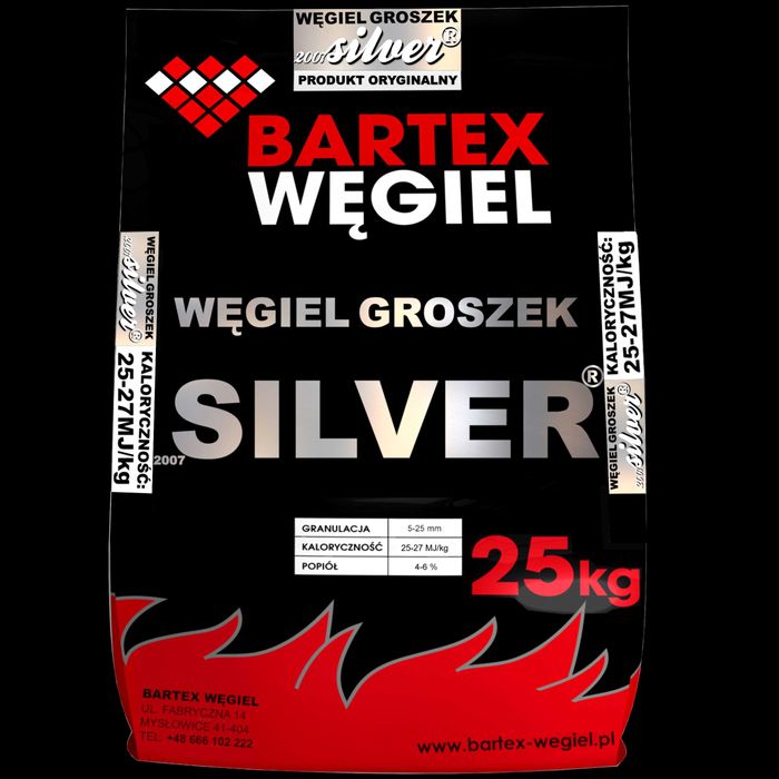 Bartex groszek Silver, węgiel groszek workowany 25kg