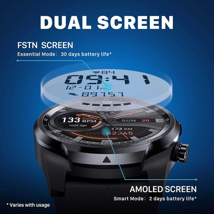 TicWatch S2 Smartwatch Android Wear GPS AMOLED połączenia kompas Wifi