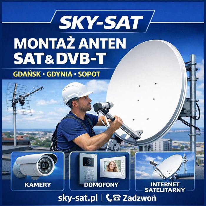 Serwis i montaż anten – Gdynia, Gdańsk | Kamery, Starlink, Domofony