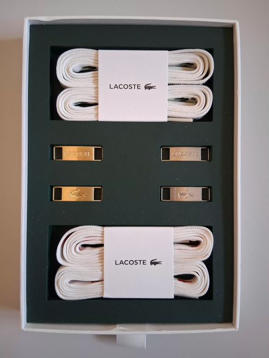 Kit Atacadores + Chapa Dourada e Prateada - LACOSTE - NOVO