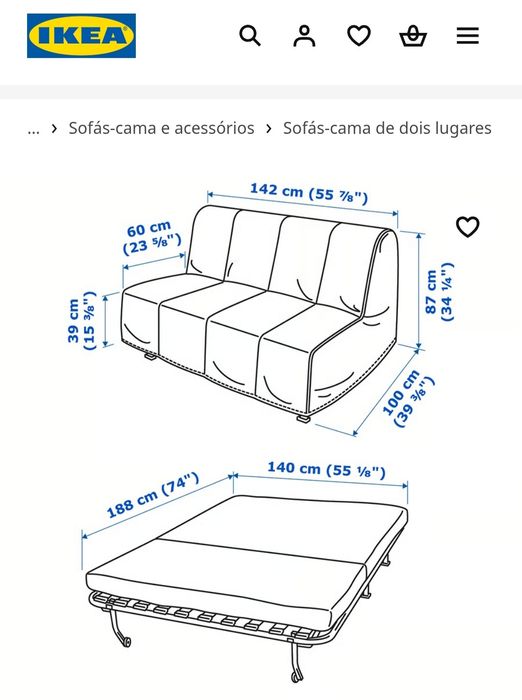 Sofá-cama 2 lugares Grindtorp LYCKSELE LÖVÅS azul índigo