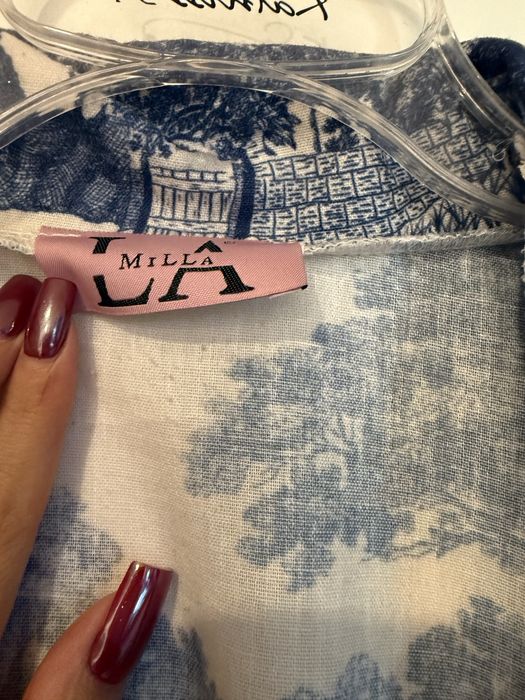 Lniany komplet LA MILLA Dior koszula falbany szorty len